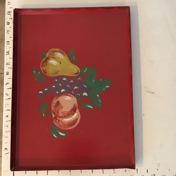 Unbranded VTG Hand Painted Red Tray Decorative Still Life Hand Painting Fruit - Picture 5 of 16
